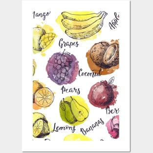 Tropical fruits pattern Posters and Art